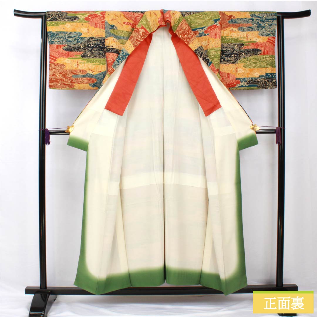 Komon, pure silk, length 153cm, sleeve length 63cm, lined, stencil dyeing, cloud pattern, classic pattern, half collar, A rank, gradation style, 1115005533299