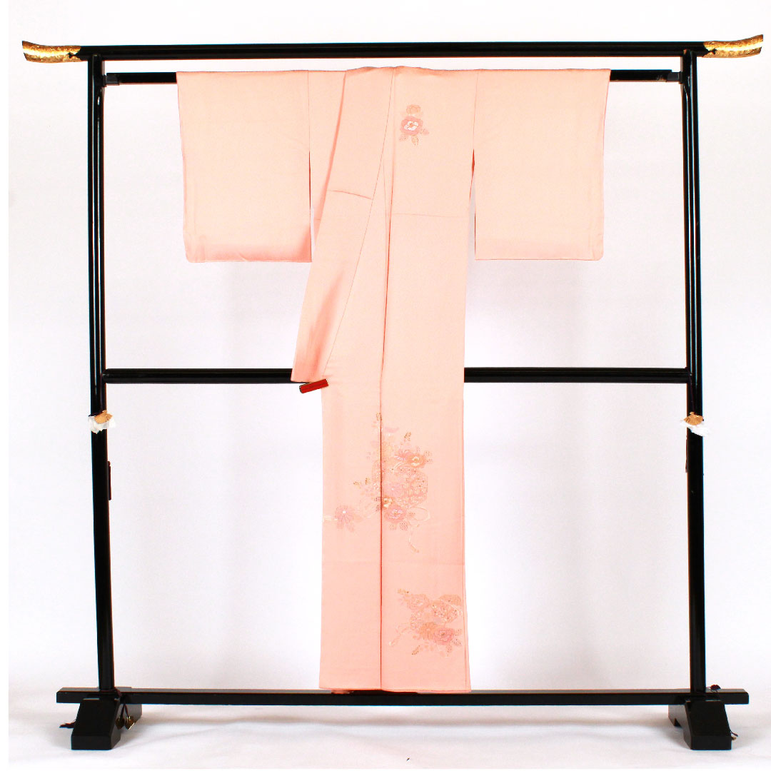 訪問着 袷 身丈155cm 裄丈62cm 刺繡 正絹 Sランク ピンク系 1112001242313