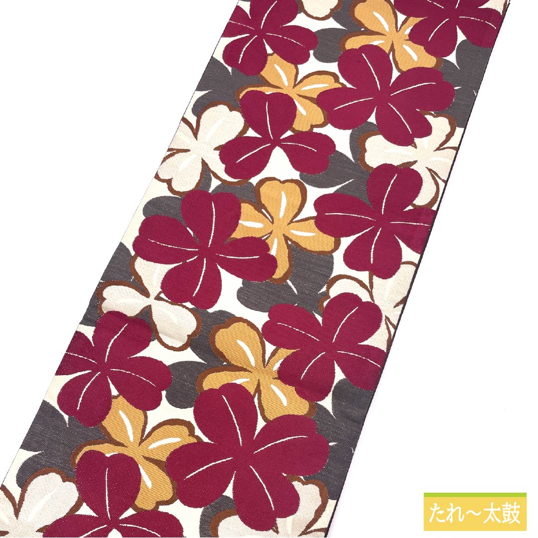 袋帯 正絹 Sランク 胡粉色（ごふんいろ） 作家物 西陣織 花模様 帯丈444cm 六通 セミフォーマル 白系 1123015062311