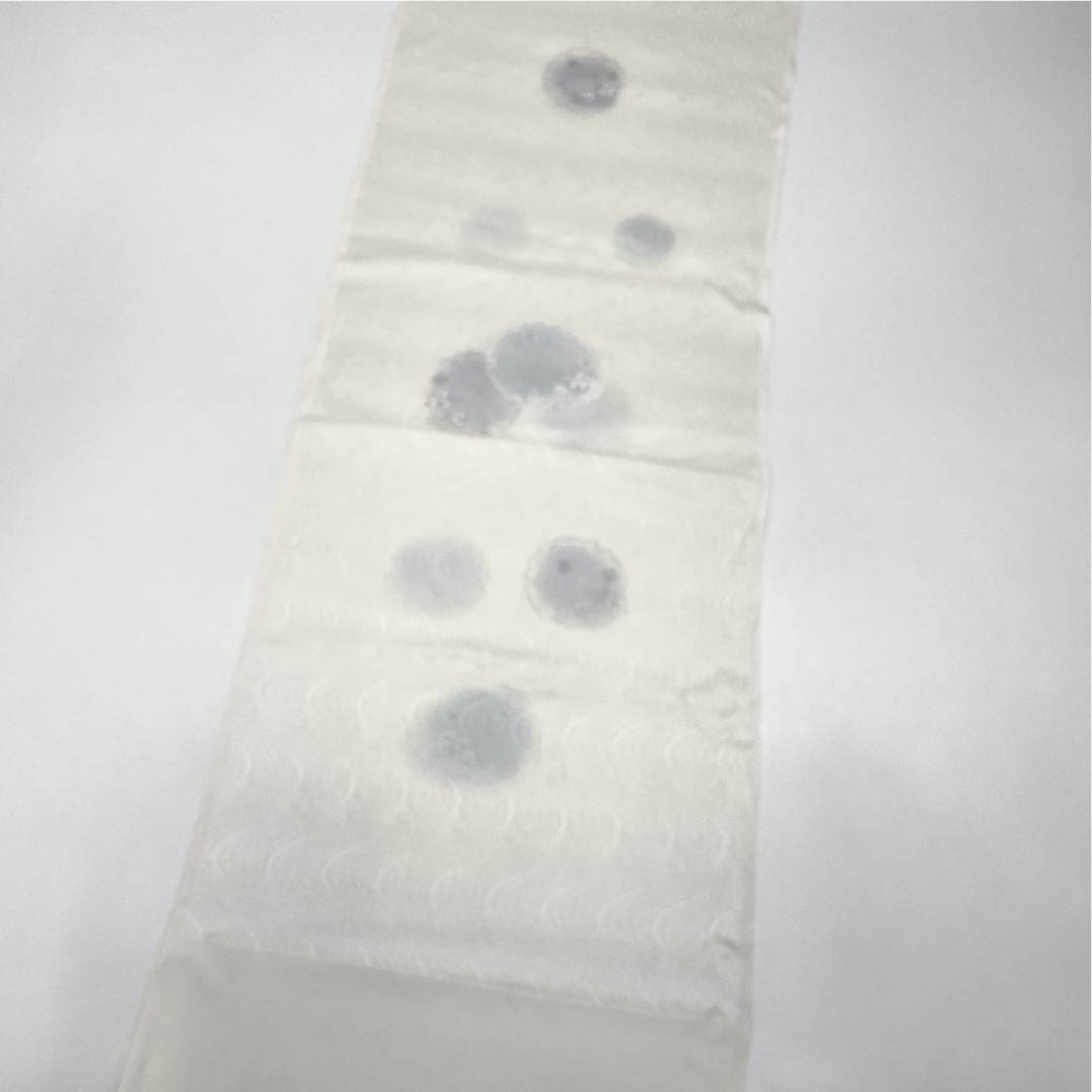 帯揚げ 正絹 Aランク セミフォーマル 胡粉色（ごふんいろ） 流水 雪輪 波 長さ約180cm 幅約30cm 白系 1136002273911