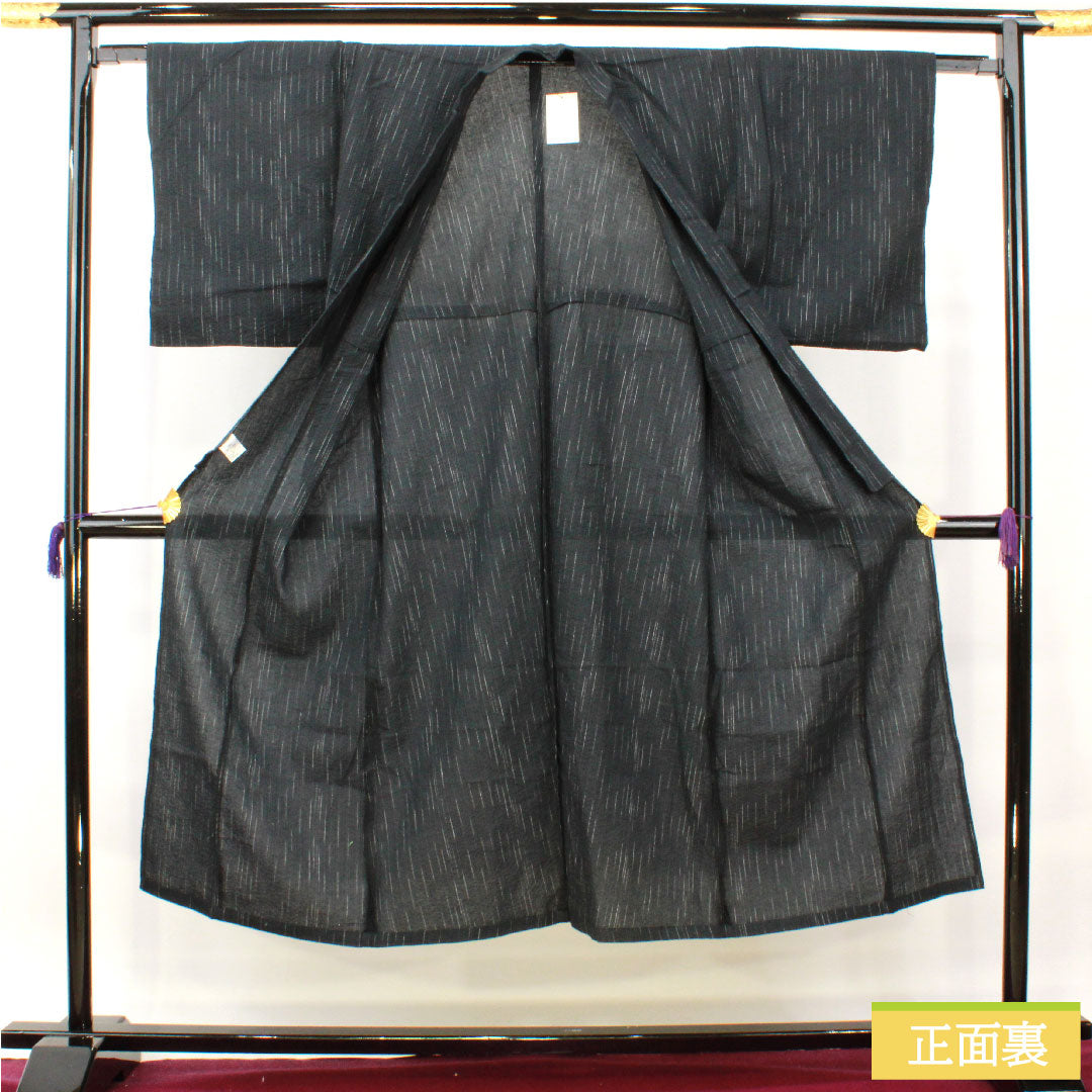 Yukata Cotton Length 143.5cm Sleeve length 62.5cm S rank Single layer Black Men's Varied stripes 1118005222410