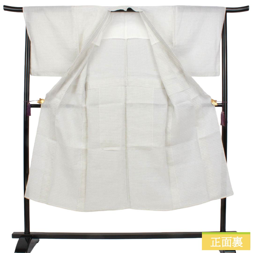 夏物 麻 男物 Bランク 身丈141cm 裄丈68cm 能登上布 絣柄 紗 白系 1132006454411