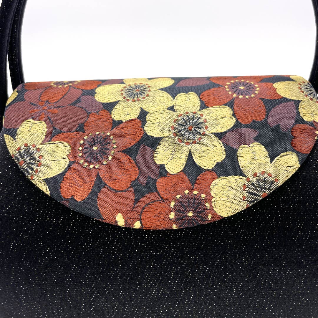 和装バック フォーマル 黒色（くろいろ） 振袖用 桜 キラキラ 黒系 Sランク 113900050210