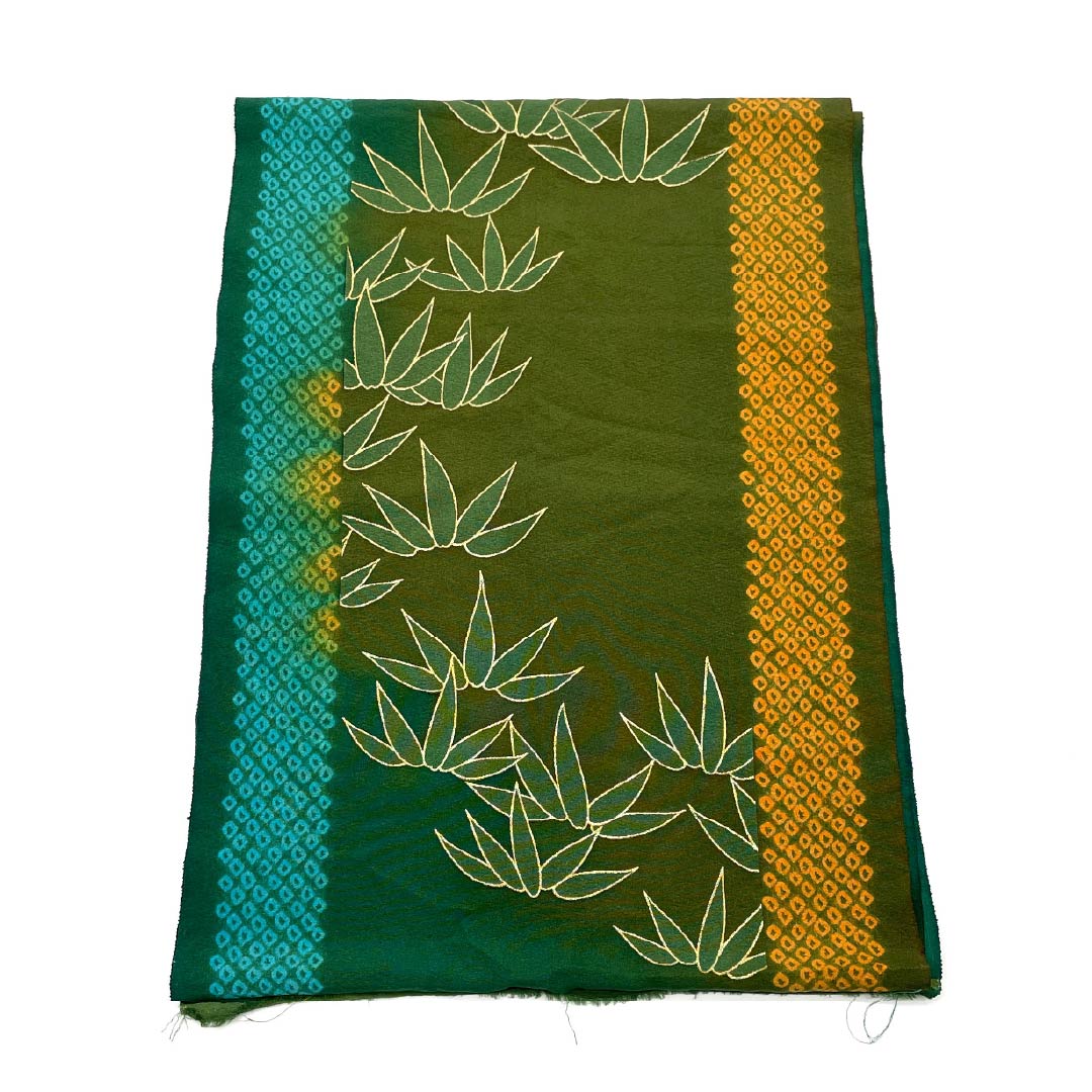 Obiage, pure silk, formal, iridescent, aged green, bamboo, classic pattern, length 164cm, width 29.5cm, S rank, green, 1136000592919