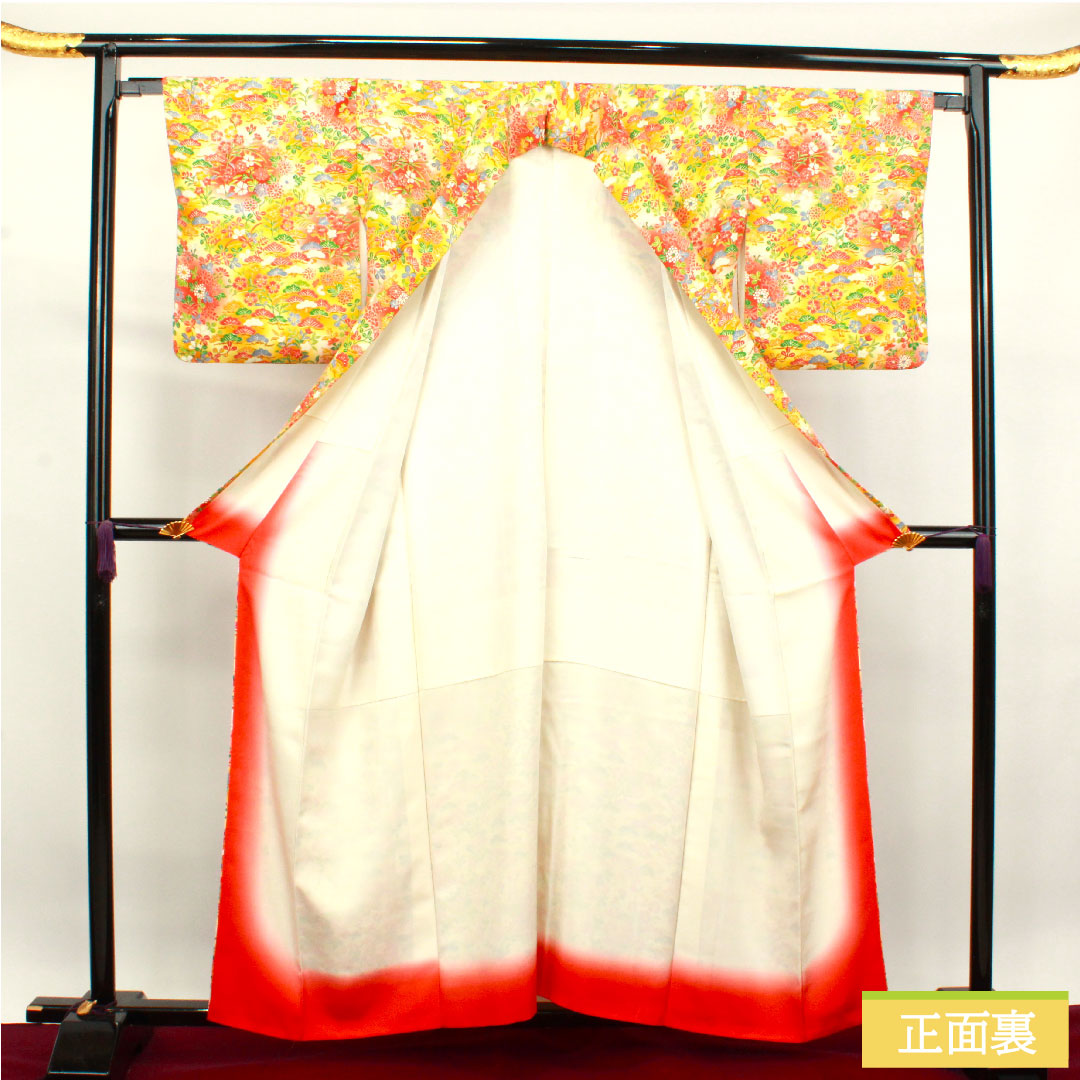 Komon, pure silk, length 158.5cm, sleeve length 64cm, lined, floral pattern, S rank, gradation style, 1115003812399