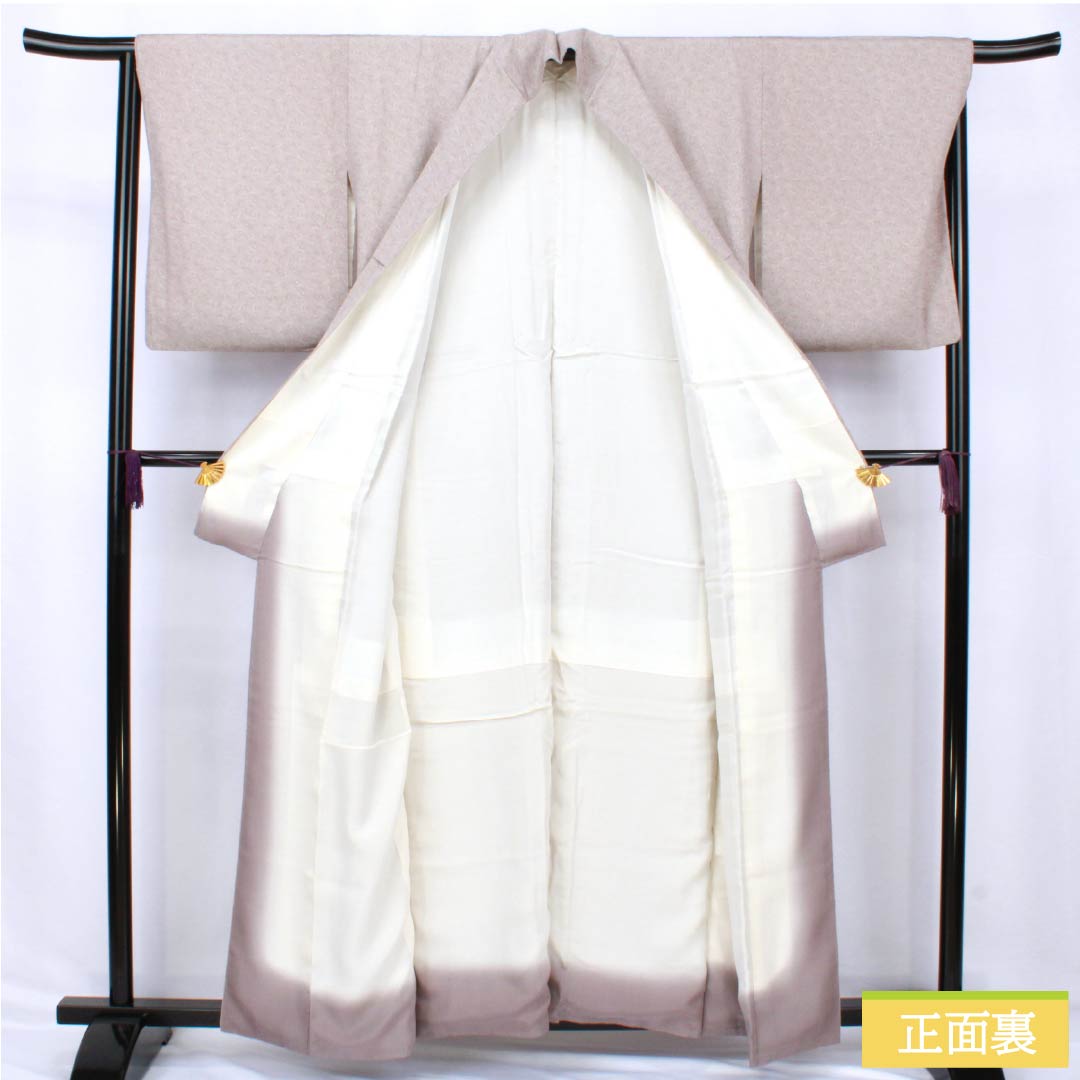 小紋 正絹 Sランク 身丈157.5cm 裄丈66cm 袷 灰桜色（はいざくらいろ） 型染 江戸小紋 二代目金田昇 金田染工 グレー系 1115007482322