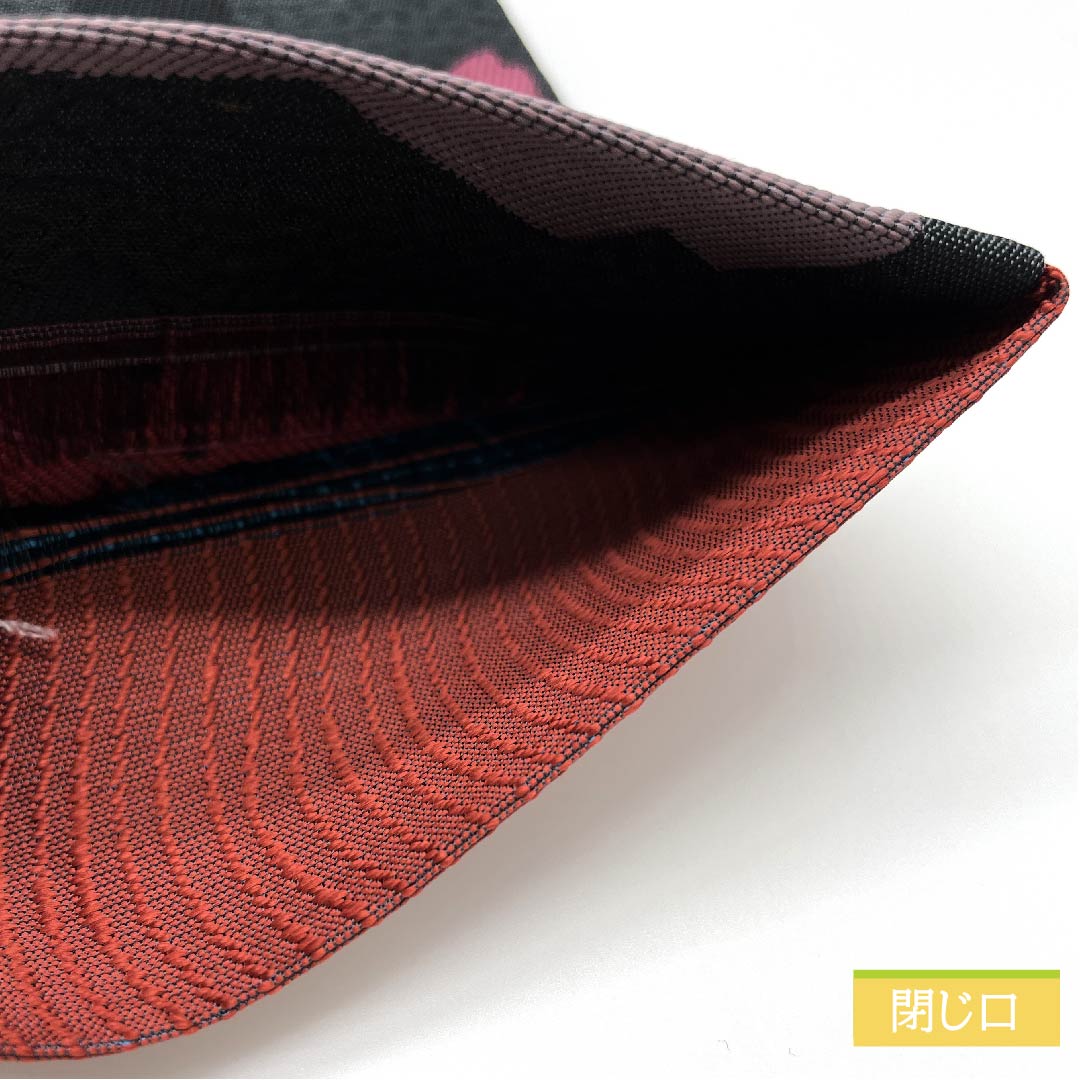 （未仕立）半幅帯 ポリエステル 黒色（くろいろ） 桜 植物模様 古典柄 帯丈420cm 黒系 Sランク 1125001042410