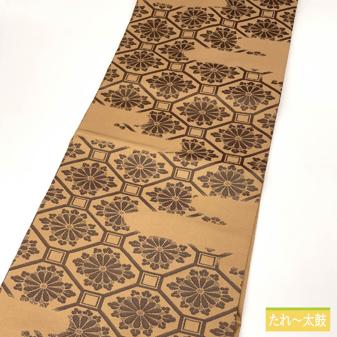 名古屋帯 梅染色（うめぞめいろ） 菊菱 帯丈361cm 正絹 Sランク 六通 セミフォーマル 茶系 1124007092314 名古屋仕立て