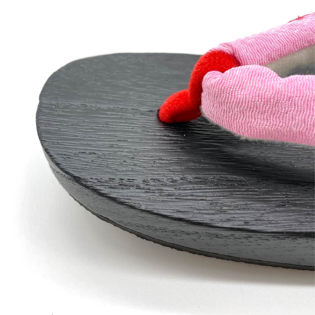 （新品未使用品）下駄 ちりめん 刺繍 花模様 XLサイズ 黒系 NEWランク 1122001111510