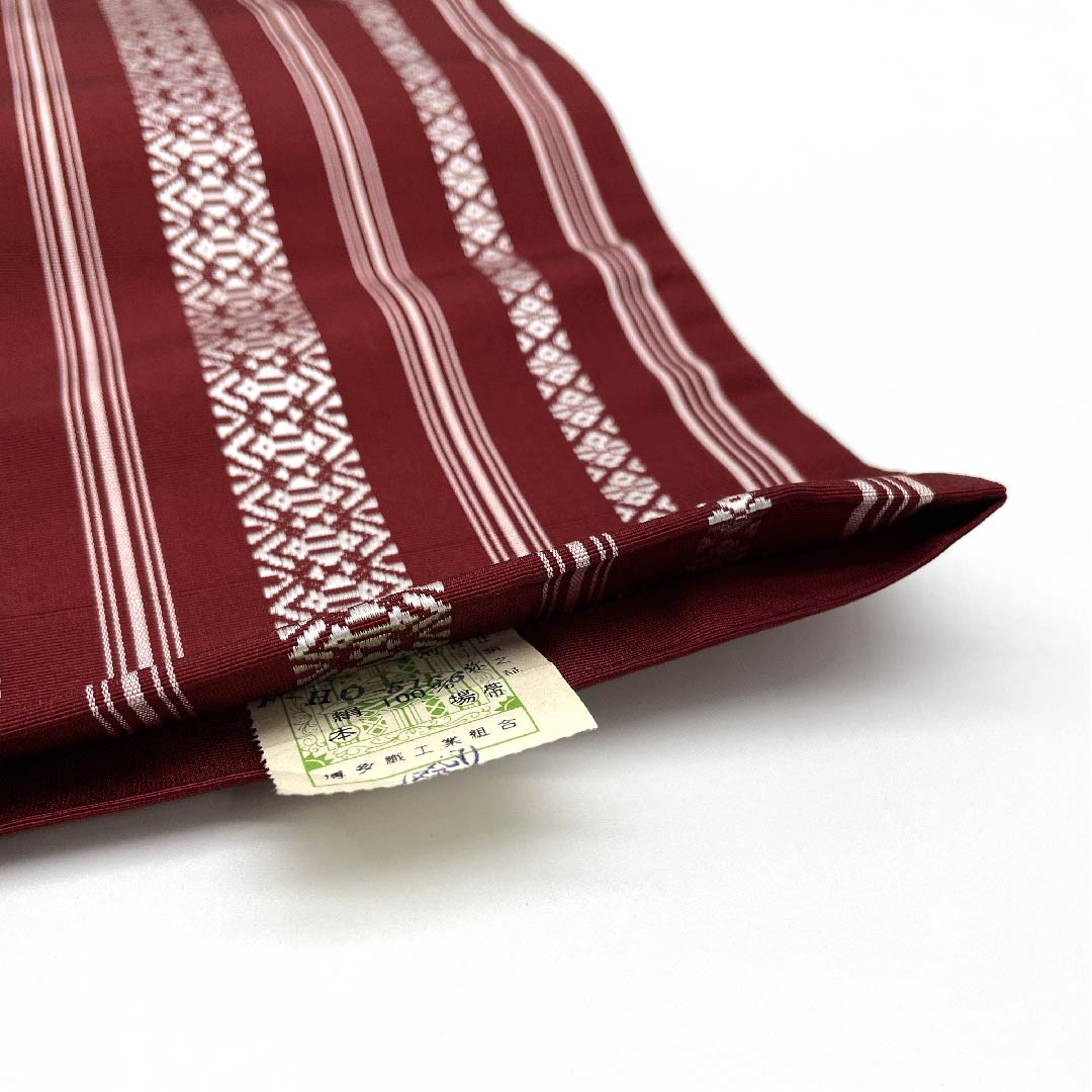 半幅帯 正絹 帯丈372cm 牛血紅色（ぎゅうけつこういろ） 献上柄 博多織 赤系 Aランク 1125001403312