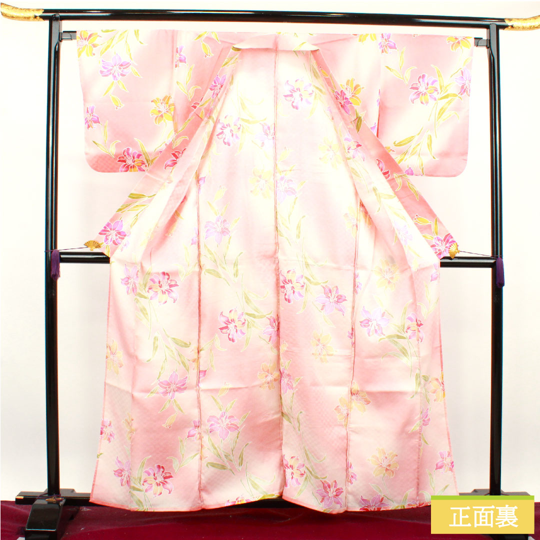 浴衣 木綿 身丈162.5cm 裄丈67.5cm Sランク 単衣 ピンク系 カサブランカ 1118004812413