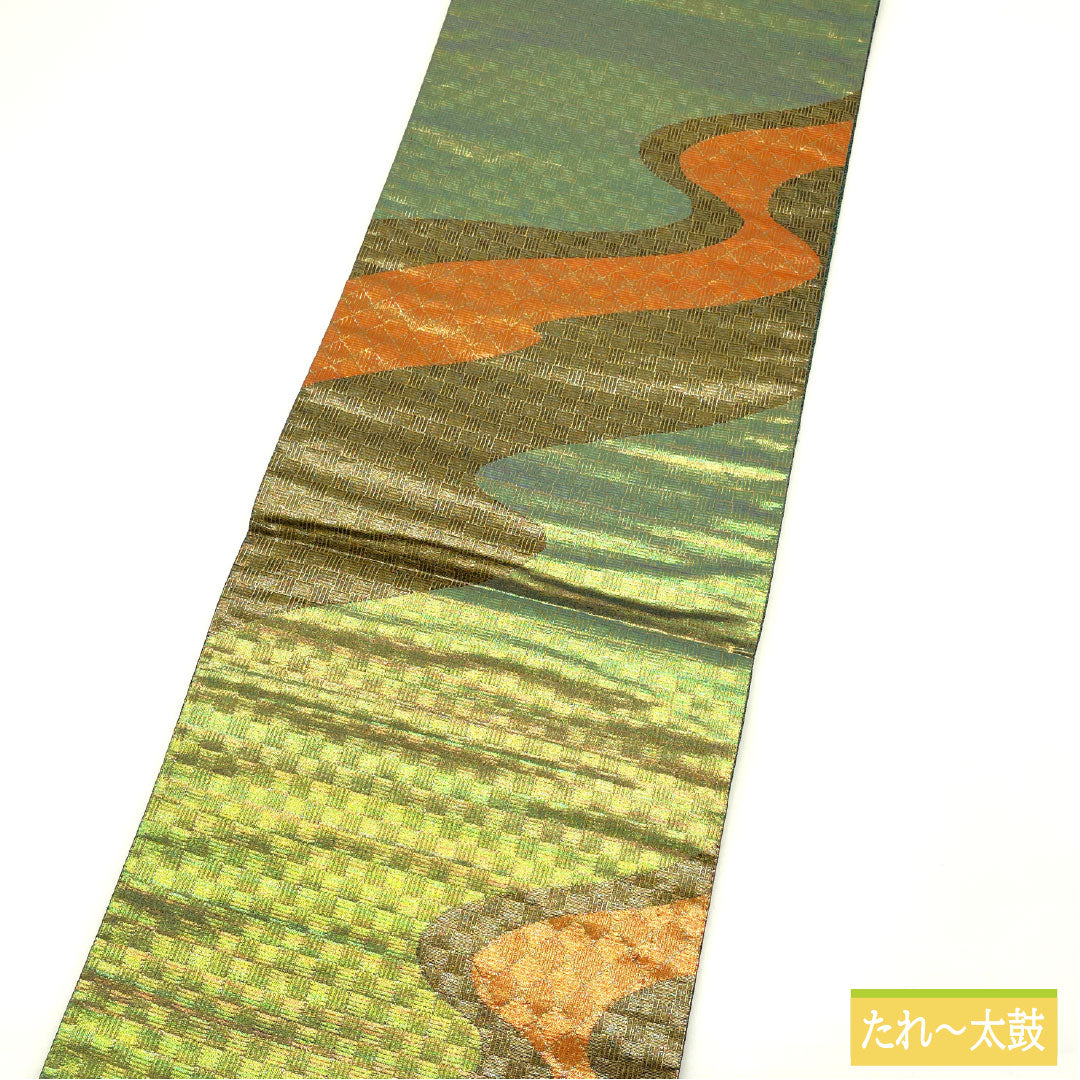 袋帯 正絹 Sランク 刺繍 西陣織 五三桐 流水 玉虫 帯丈440cm ポイント柄 セミフォーマル グラデーション系 1123016692399