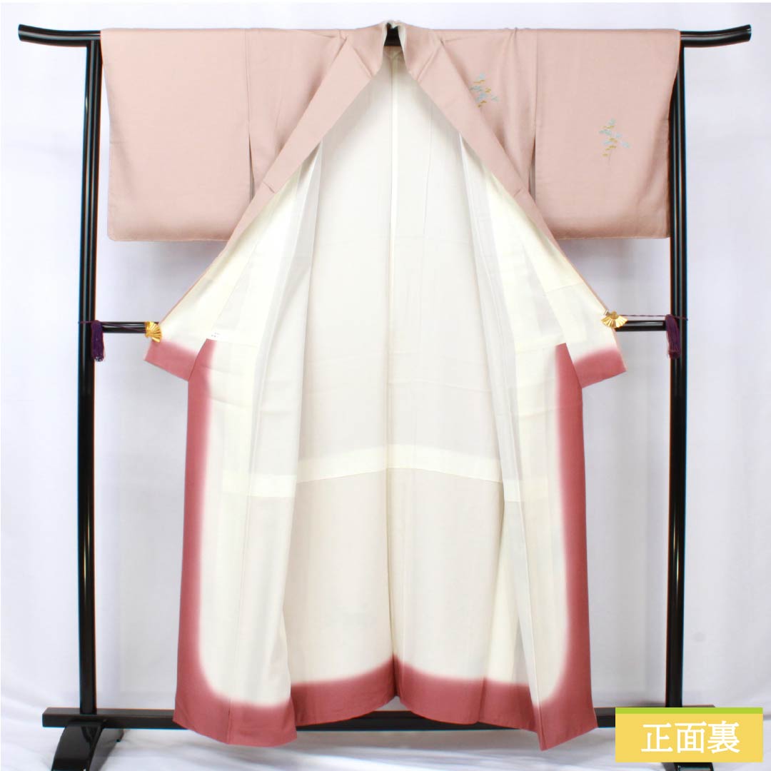 Visiting Kimono, Pure Silk, S Rank, Lined, Length 155.5cm, Sleeve Length 64.5cm, Naniwa Nezuiro (Naniwa Nezu-iro) Design, Kyoto Yuzen, Tsukesage, Child Design, Flowing Water Design, with Basting Thread, Pink, Product Number: 1112006612313