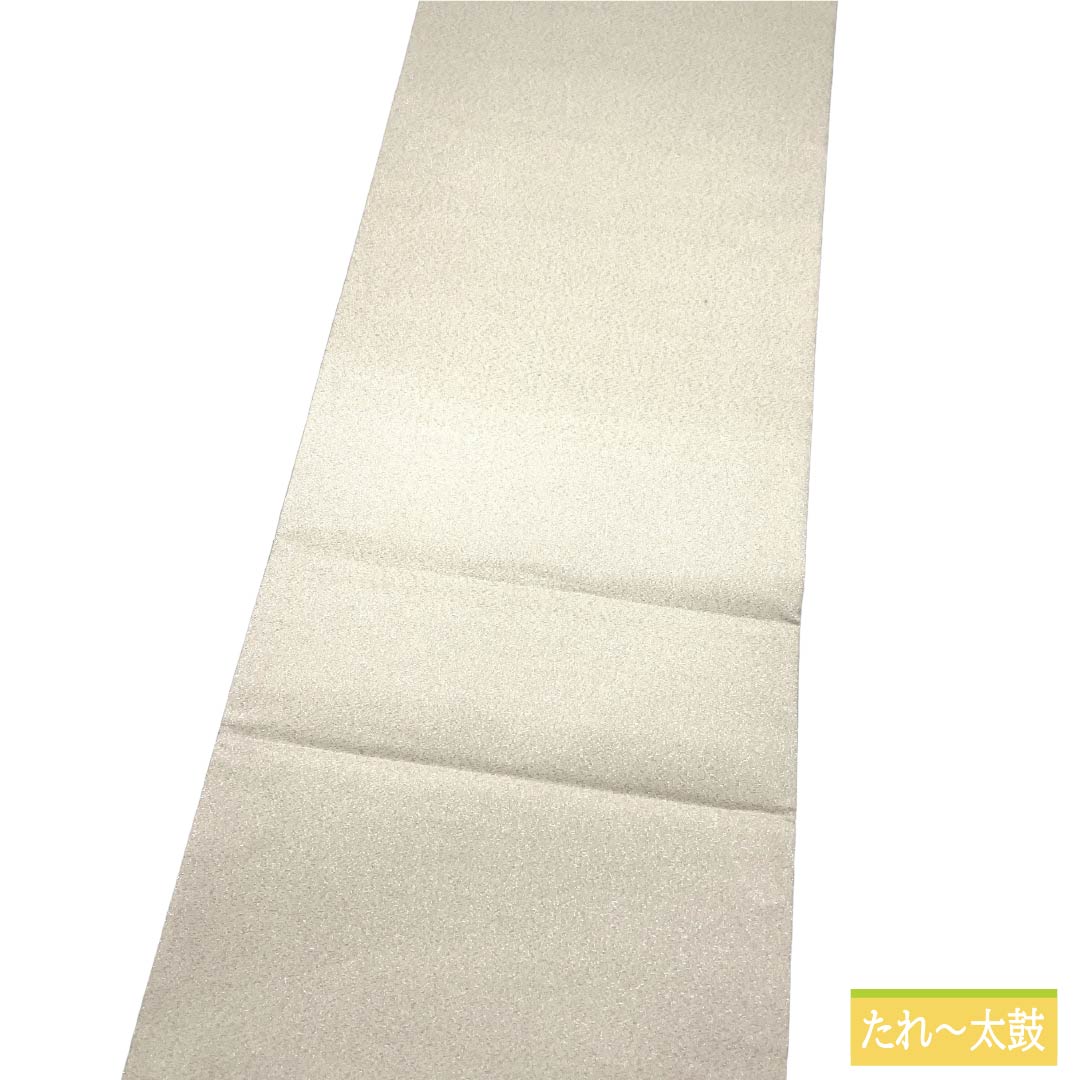 袋帯 正絹 Aランク 生成り色（きなりいろ） 蘇州刺繡 綴れ地 風景模様 銀糸 帯丈468cm ポイント柄 セミフォーマル 白系 1123017533411