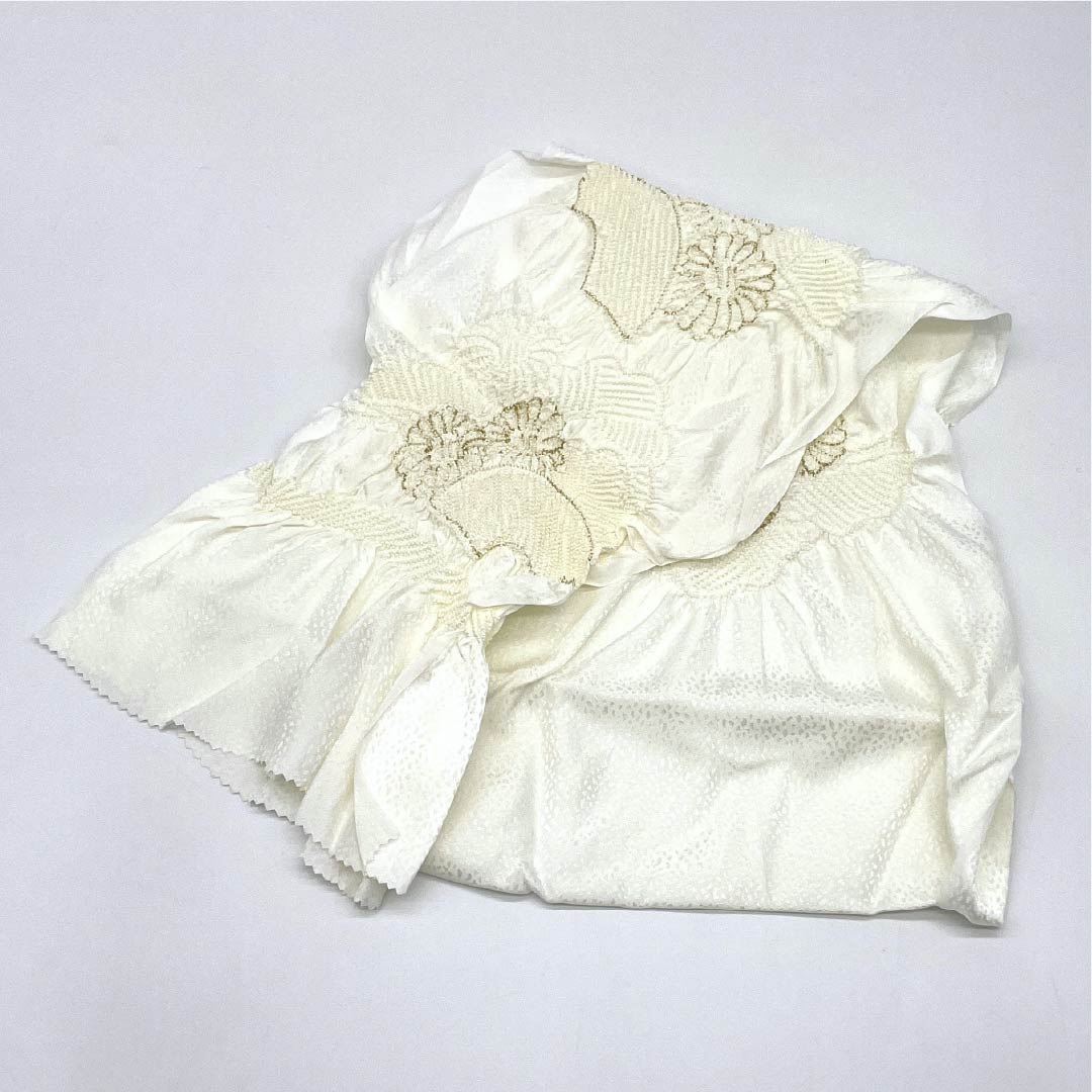 （新古品） 帯締め・帯揚げセット 正絹 Sランク 扇付き 留袖用 絞り中抜き 長さ約154cm 幅約1.5cm 留袖用 白系 1141000132311