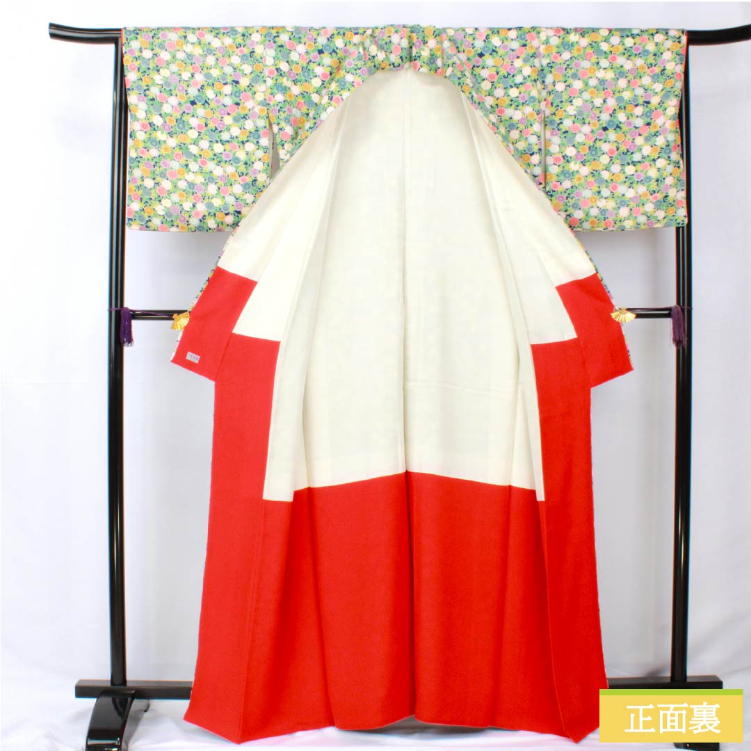 小紋 正絹 身丈163cm 裄丈65cm 袷 紺瑠璃色（こんるりいろ） 小菊 高島屋 Aランク 紺系 1115005733418