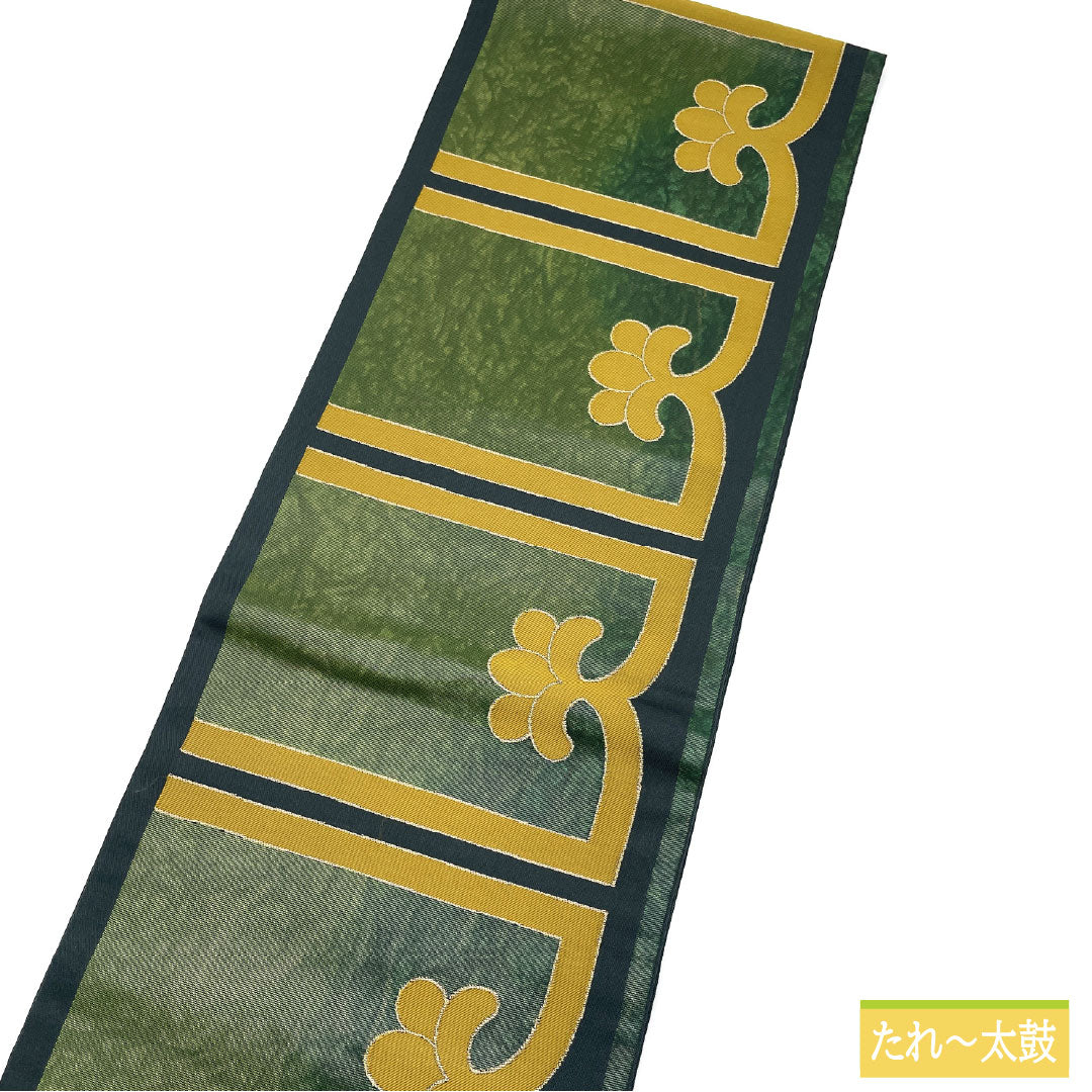 リサイクル着物】袋帯 正絹 Aランク 漆箔 西陣織 抽象模様 帯丈436cm