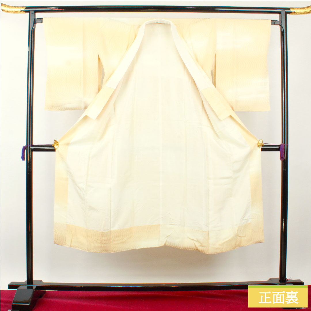 長襦袢 正絹 身丈140cm 裄丈68cm 袷 東京白茶色（とうきょうしらちゃいろ） ボカシ染 流水 Sランク ベージュ系 1129000692525