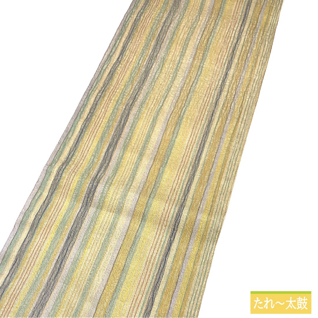 リサイクル着物】袋帯 正絹 縞 夏帯 帯丈456cm Sランク 全通