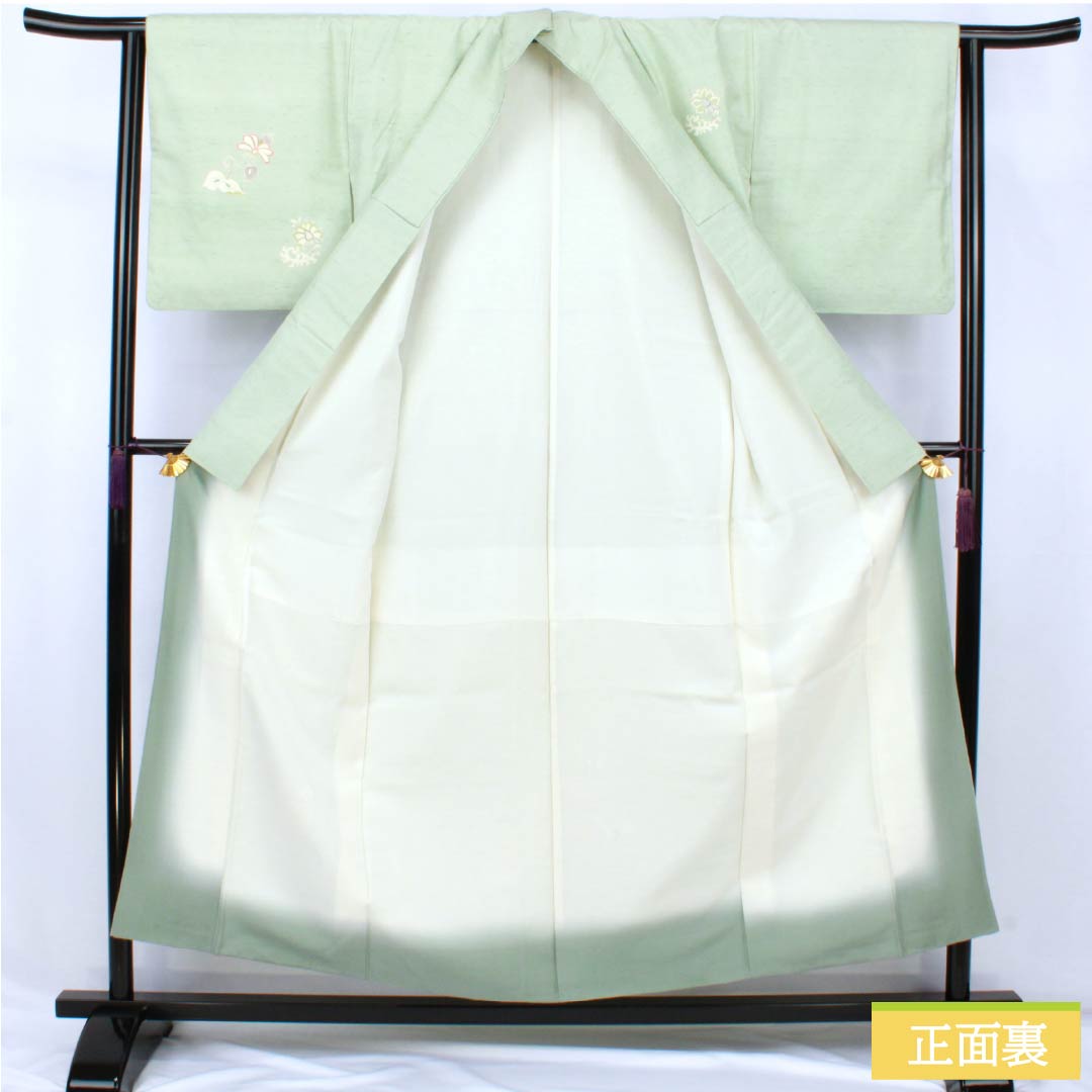 リサイクル着物】訪問着 正絹 Aランク 袷 身丈155cm 裄丈61cm 薄緑色