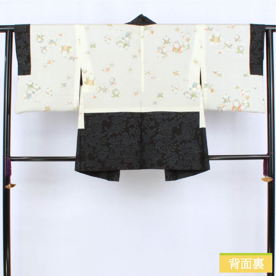 羽織 正絹 Sランク 身丈75.5cm 裄丈62.5cm 村山大島 花 羽織紐付き 袷 黒系 1117001352910