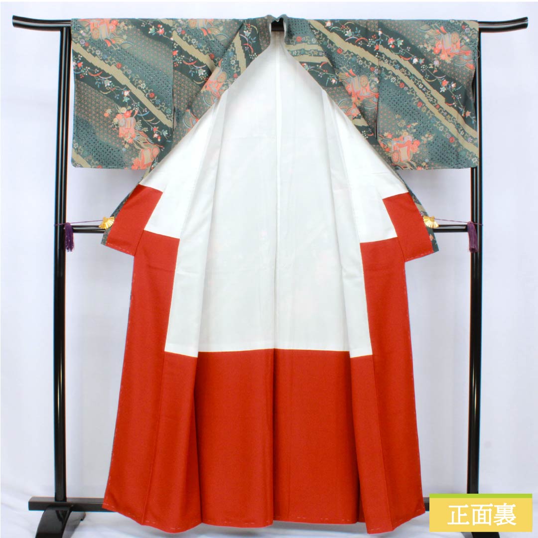 リサイクル着物】小紋 ポリエステル Sランク 身丈161cm 裄丈64.5cm 袷