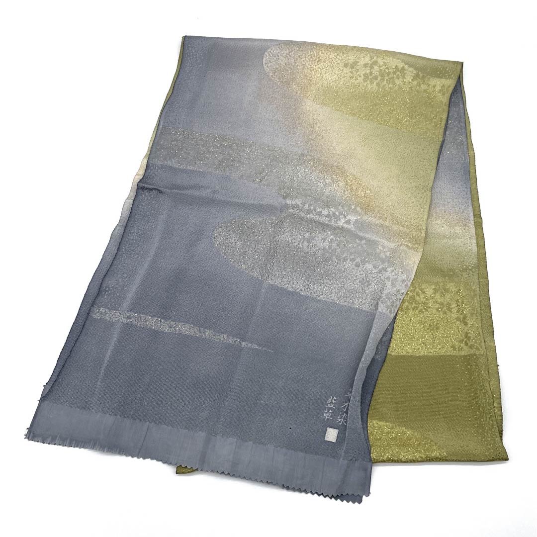 （新古品） 帯締め・帯揚げセット 正絹 Sランク ボカシ染 流水 長さ約156cm 幅約1.5cm フォーマル グラデーション系 1141000182399