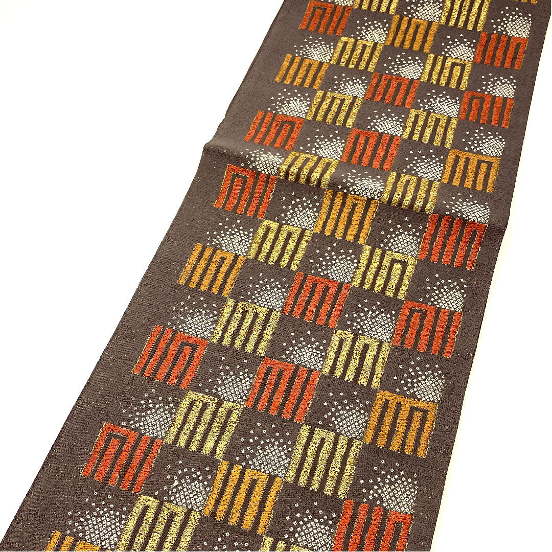 Fukuro Obi, Komori Orimono, Genjiko, Length 444cm, Pure Silk, S Rank, Six-pass, Semi-formal, Purple, 1123003312320