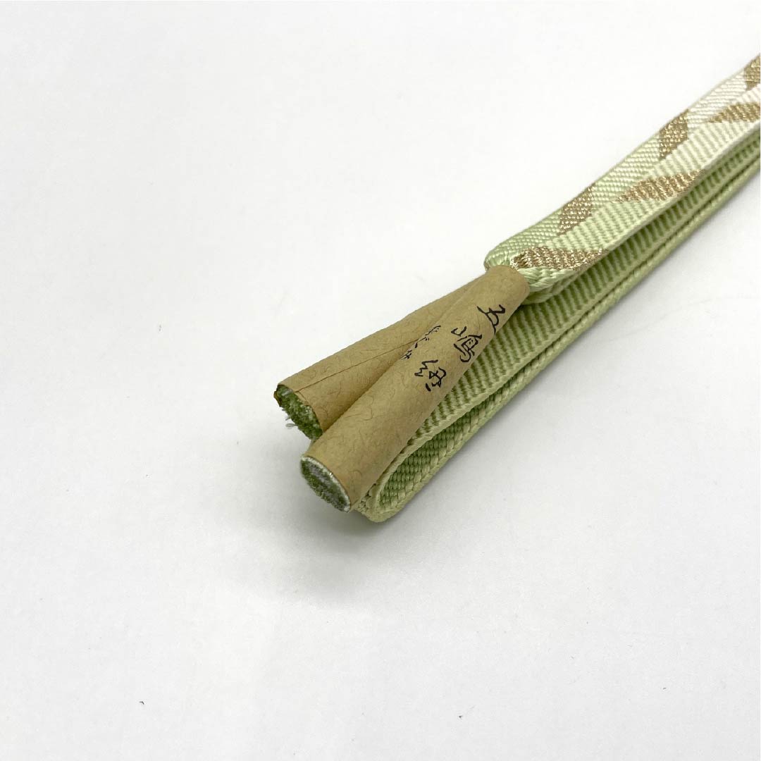 （新古品） 帯締め 正絹 NEWランク 五嶋紐 薄柳色（うすやなぎいろ） 矢羽根 古典柄 長さ約163cm 幅約1.5cm セミフォーマル 緑系 1135004851319