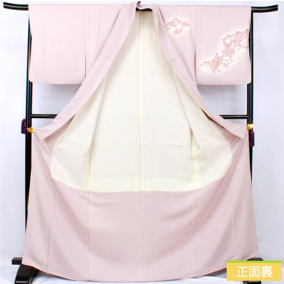 Visiting Kimono, Pure Silk, Grade A, Lined, Length 170.5cm, Sleeve Length 66cm, Cherry Blossom Color (Sakurairo), Tsujigahana Pattern, Pink, Product Number: 1112007163613