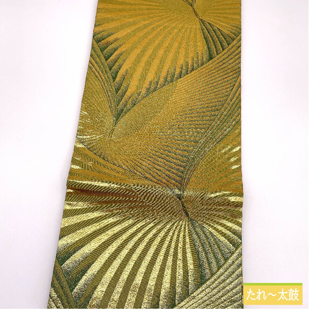 袋帯 正絹 金色（きんいろ） 蝶 リバーシブル 帯丈432cm Sランク 全通 フォーマル 金系 1123011992321