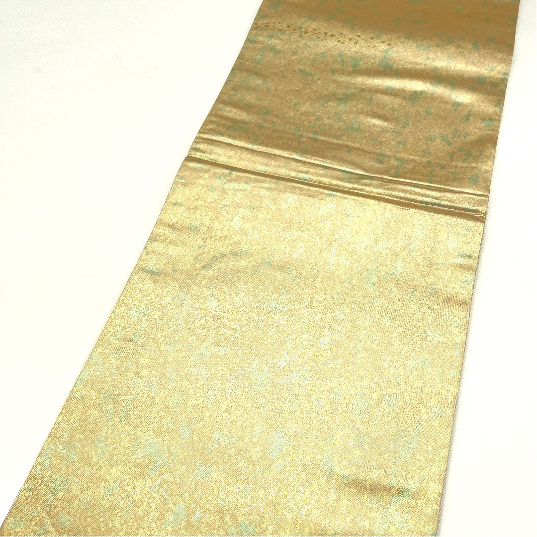 袋帯 刺繍 花車 引箔 帯丈428cm 正絹 Aランク ポイント柄 フォーマル 金系 1123004373321