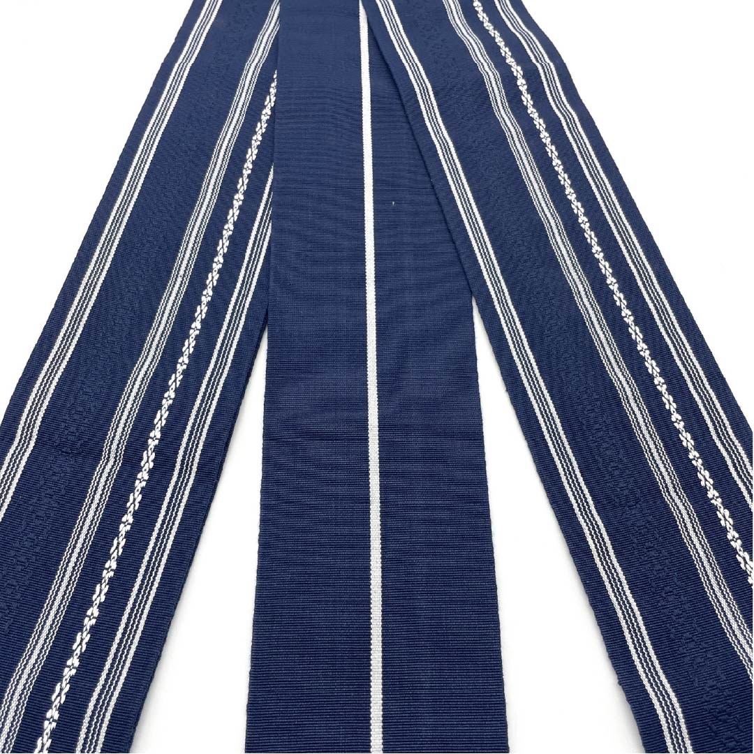 （未仕立）角帯 木綿 紺色（こんいろ） 献上柄 帯丈384cm 幅9.5cm Sランク 紺系 1134000412918