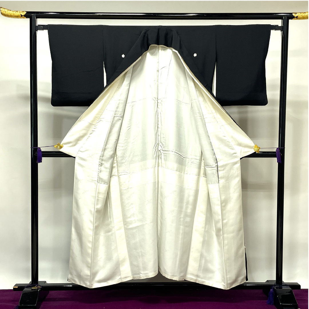 黒留袖 身丈152cm 裄丈63cm 袷 作家物 京友禅 石庭模様 桔梗 正絹 Aランク 五つ紋 黒系 1111000923210