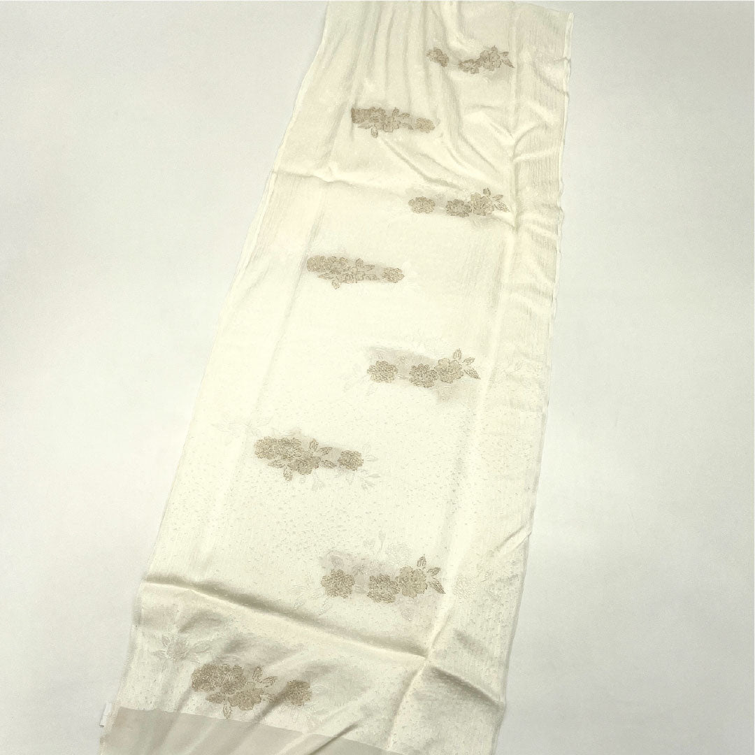 （新古品） 帯締め・帯揚げセット 正絹 NEWランク 乳白色（にゅうはくしょく） 留袖用 古典柄 桜 長さ約164cm 幅約1.6cm フォーマル 白系 1141000341311