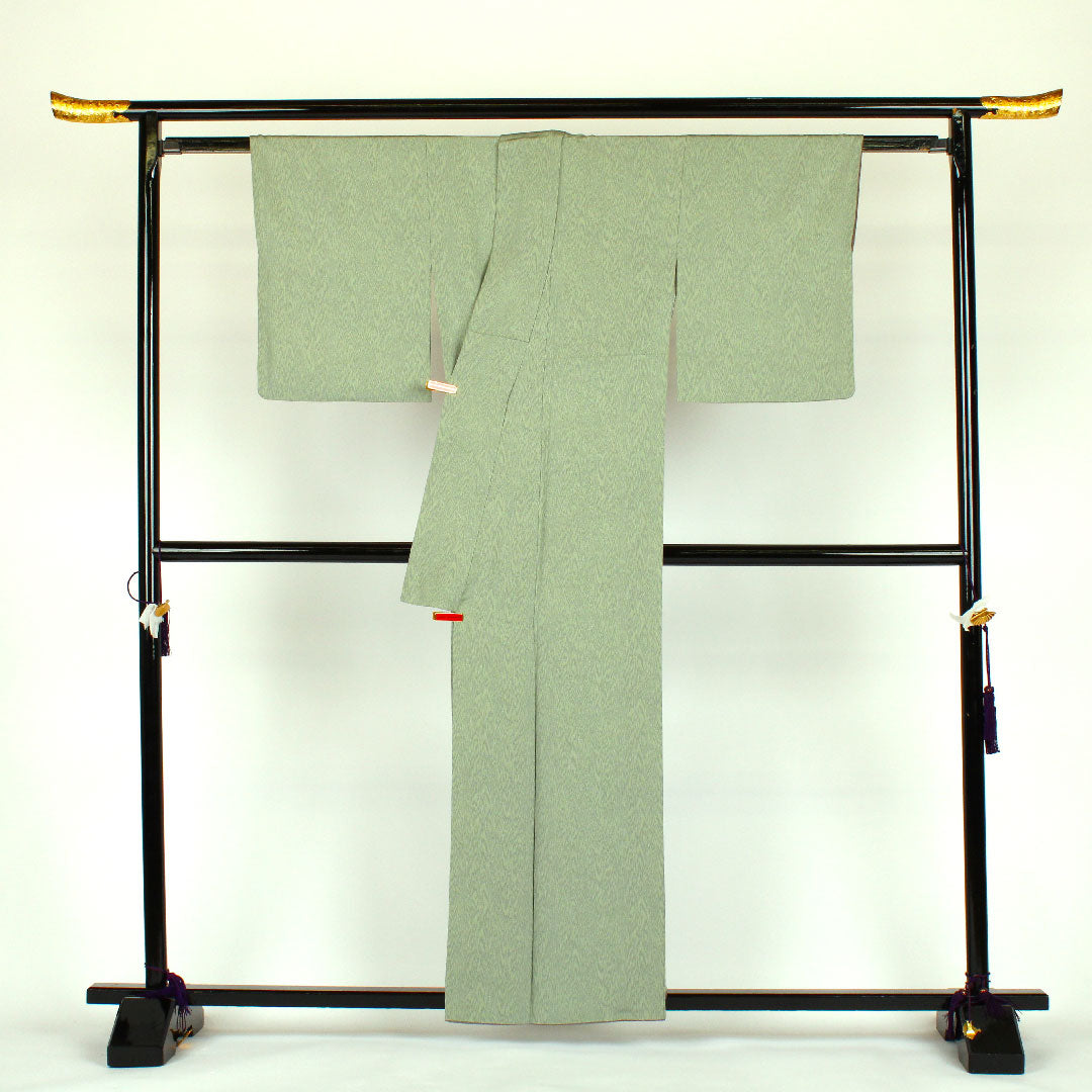 小紋 身丈160cm 裄丈63cm 袷  幾何学模様 正絹 Aランク 緑系 1115000233319