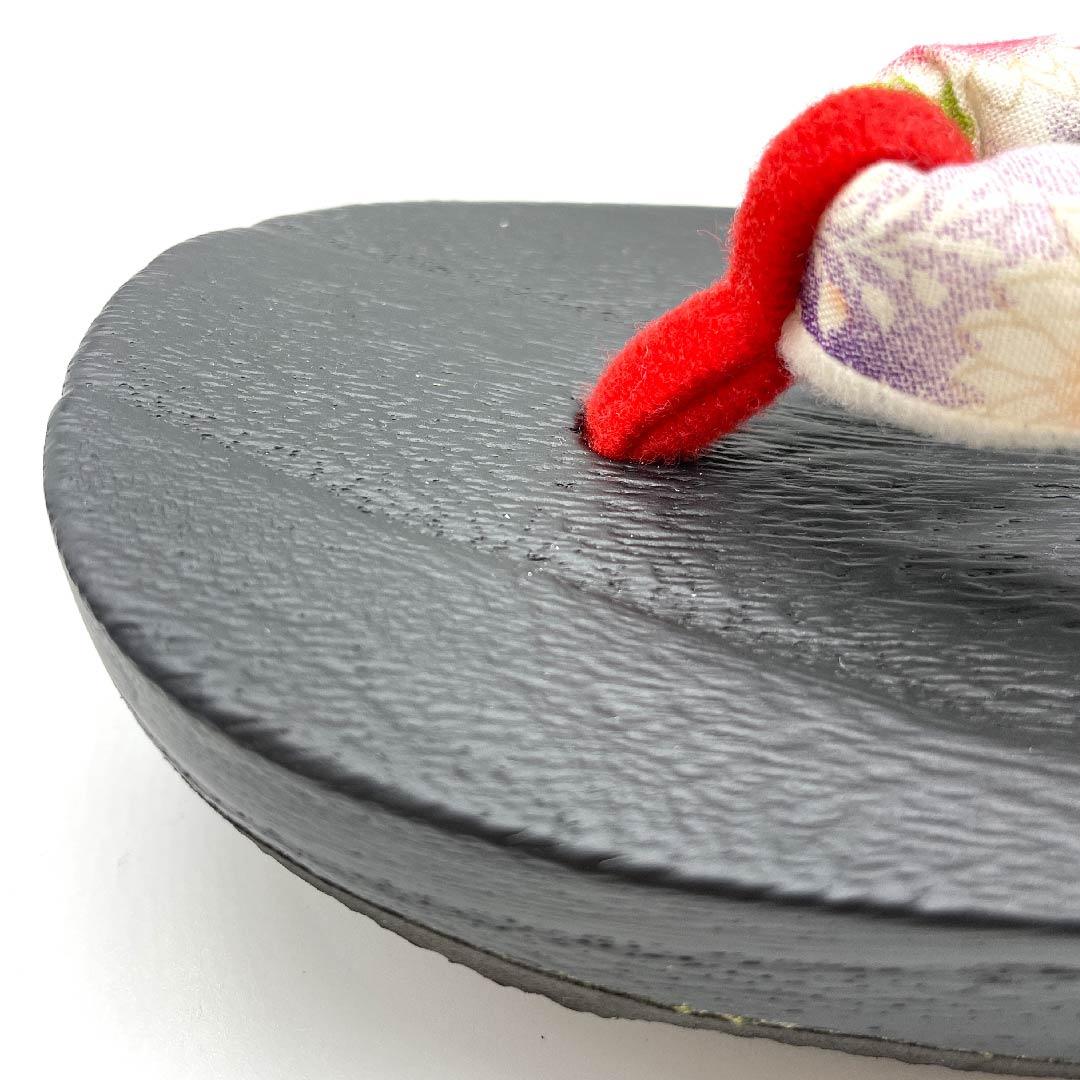 （新品未使用品）下駄 菊 桜 麻の葉 七宝 XLサイズ 黒系 NEWランク 1122001021510