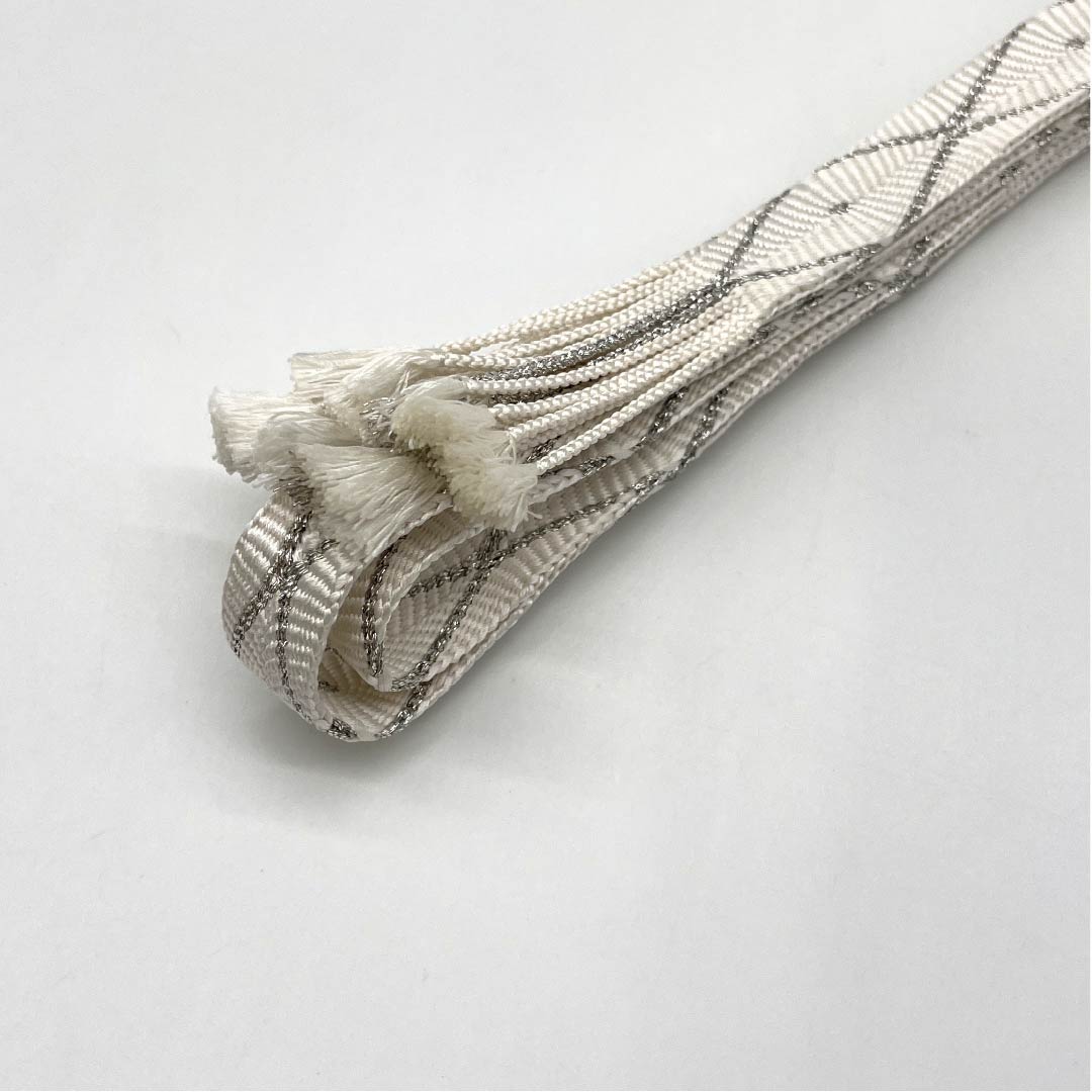 S-Rank Silk Obijime (Shiroiro) - White with Silver Diamond Pattern - Approx. 164cm Long, Approx. 1.7cm Wide - Formal, White, Item Number: 1135004592311