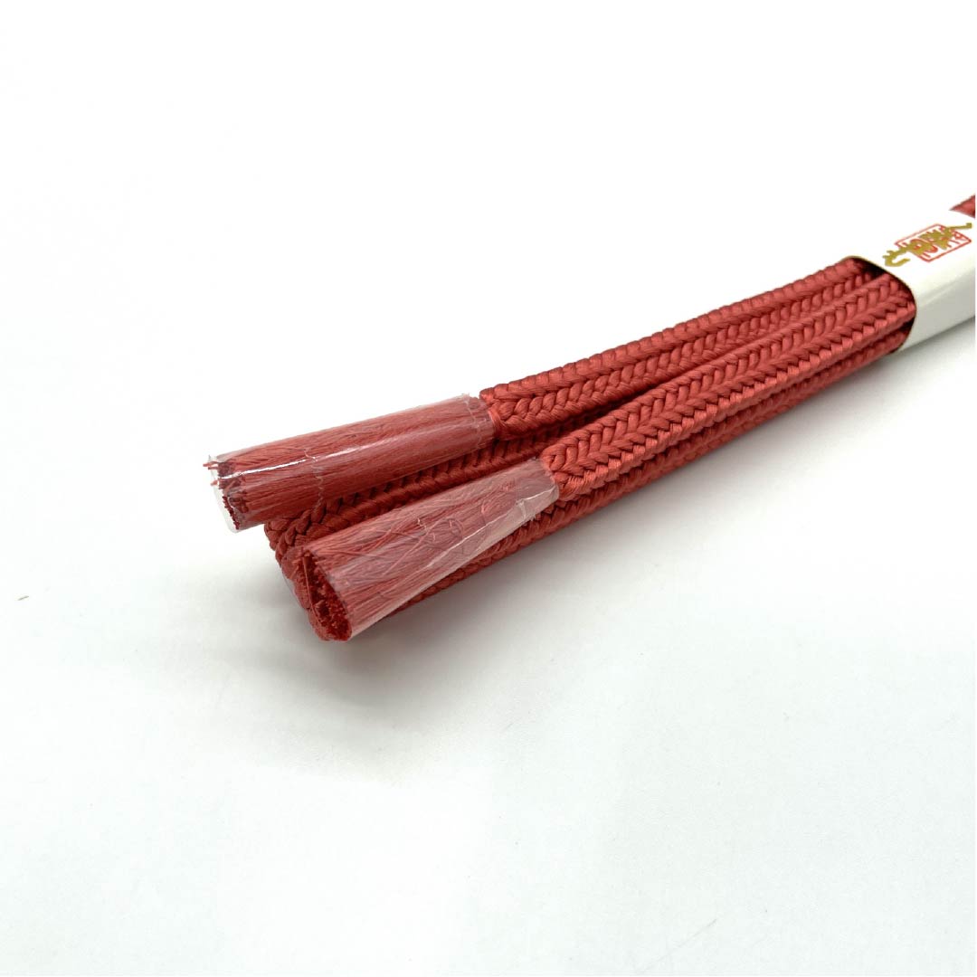 (New old stock) Silk obijime (belt fastener) Red plum color (koubaiiro) Crown set New old stock Length approx. 157.5cm Width approx. 1cm Semi-formal NEW rank Vermilion 1135003611316
