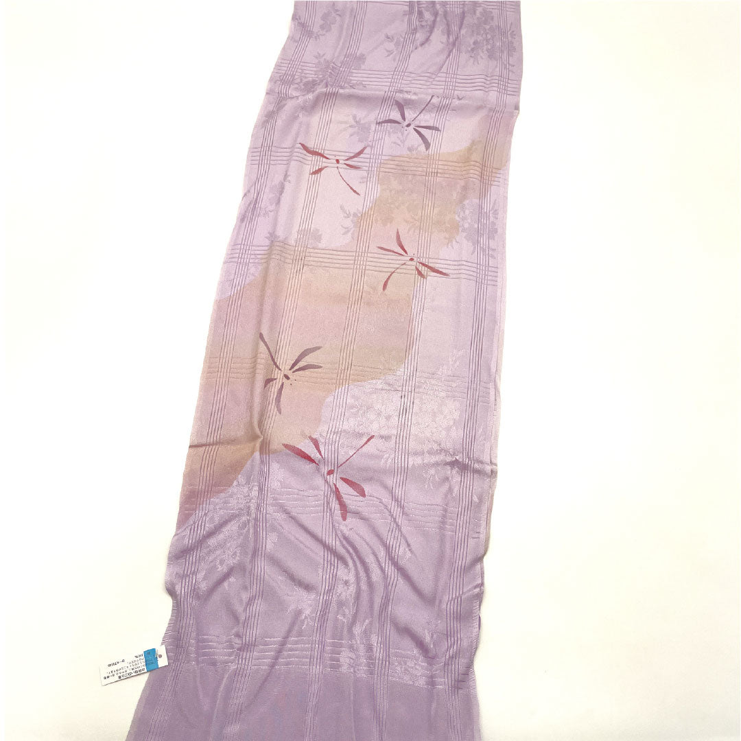 （新古品） 帯締め・帯揚げセット 正絹 Bランク 茄子納戸色（なすなんどいろ） 薄藤色（うすふじいろ） 夏用 トンボ 長さ約164cm 幅約1.4cm カジュアル 紫系 1141000594320