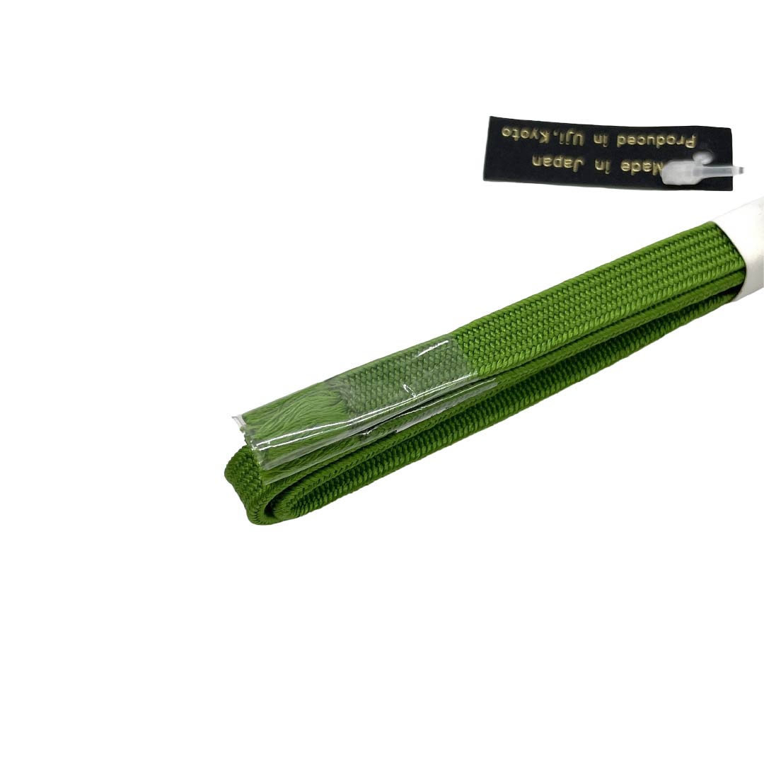 (新品)帯締め 正絹 NEWランク 三分紐 常盤色（ときわいろ） 帯留め付き つまみ細工 日本製 長さ約135cm 幅約0.8cm カジュアル 緑系 1135006571319