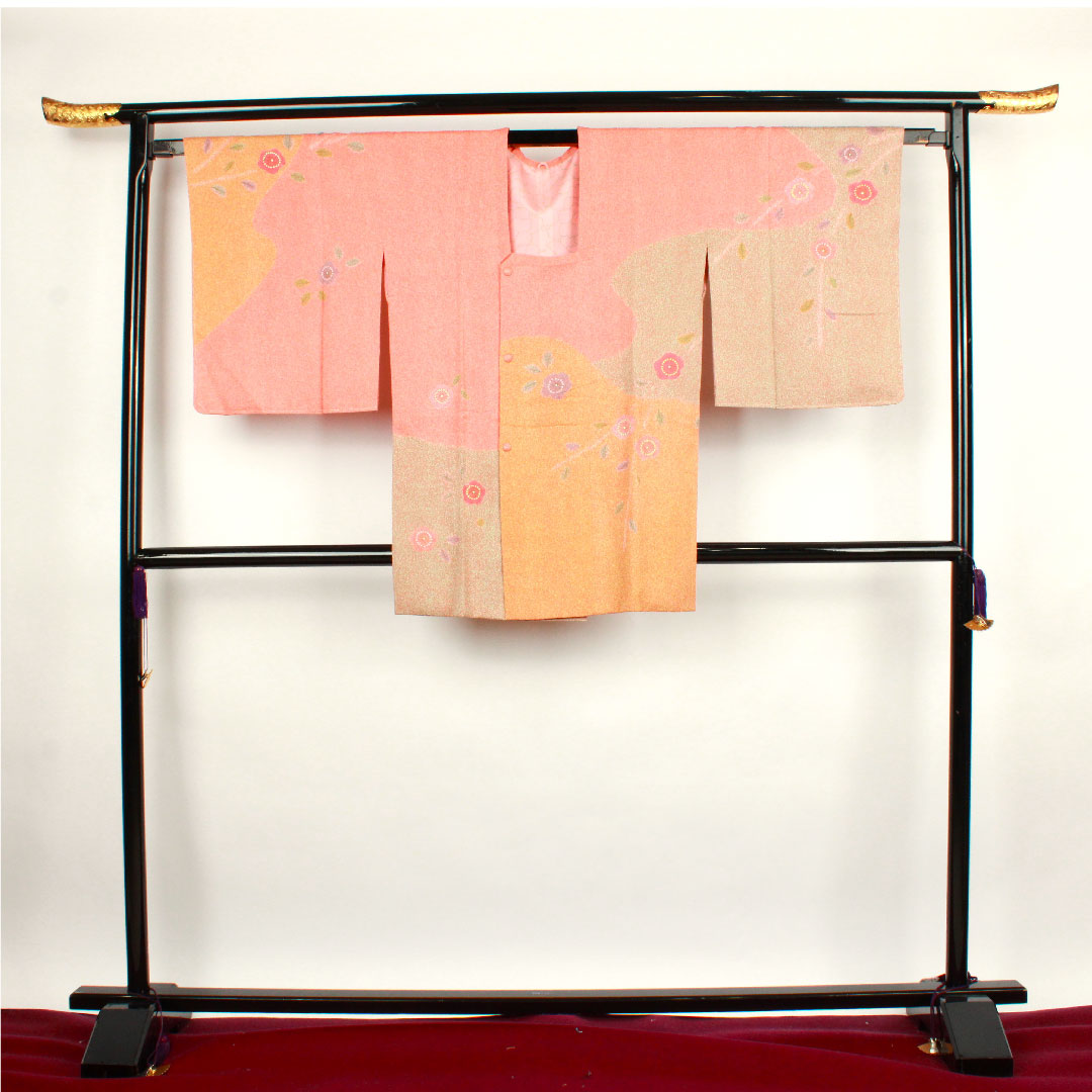 道行コート 身丈86.5cm 裄丈66.5cm 中紅色  辻ヶ花 正絹 Sランク 袷 ピンク系 1117000452913