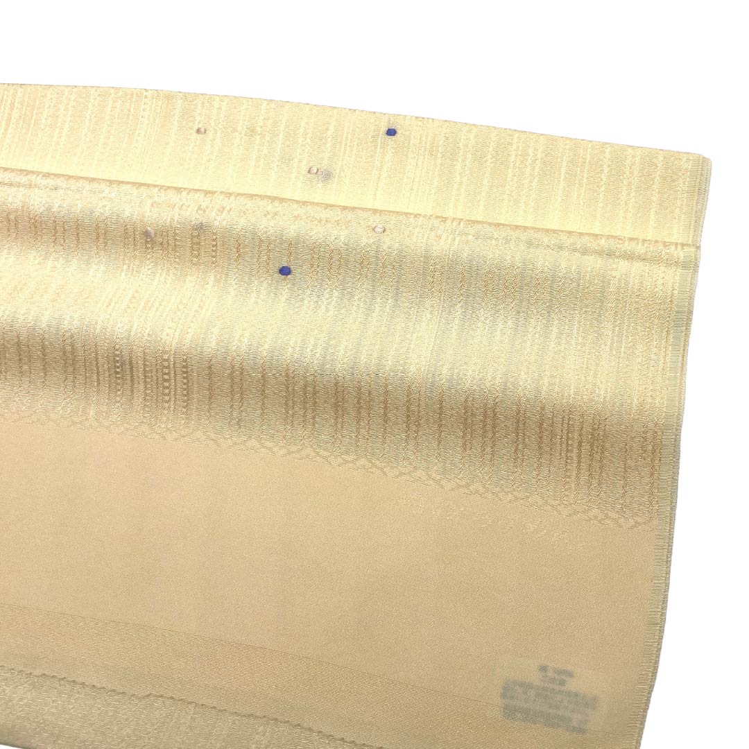 （新古品）帯揚げ 正絹 NEWランク カジュアル 薄卵色（うすたまごいろ） ドット 縞 丹後ちりめん 長さ約174cm 幅約30.5cm クリーム系 1136003211915