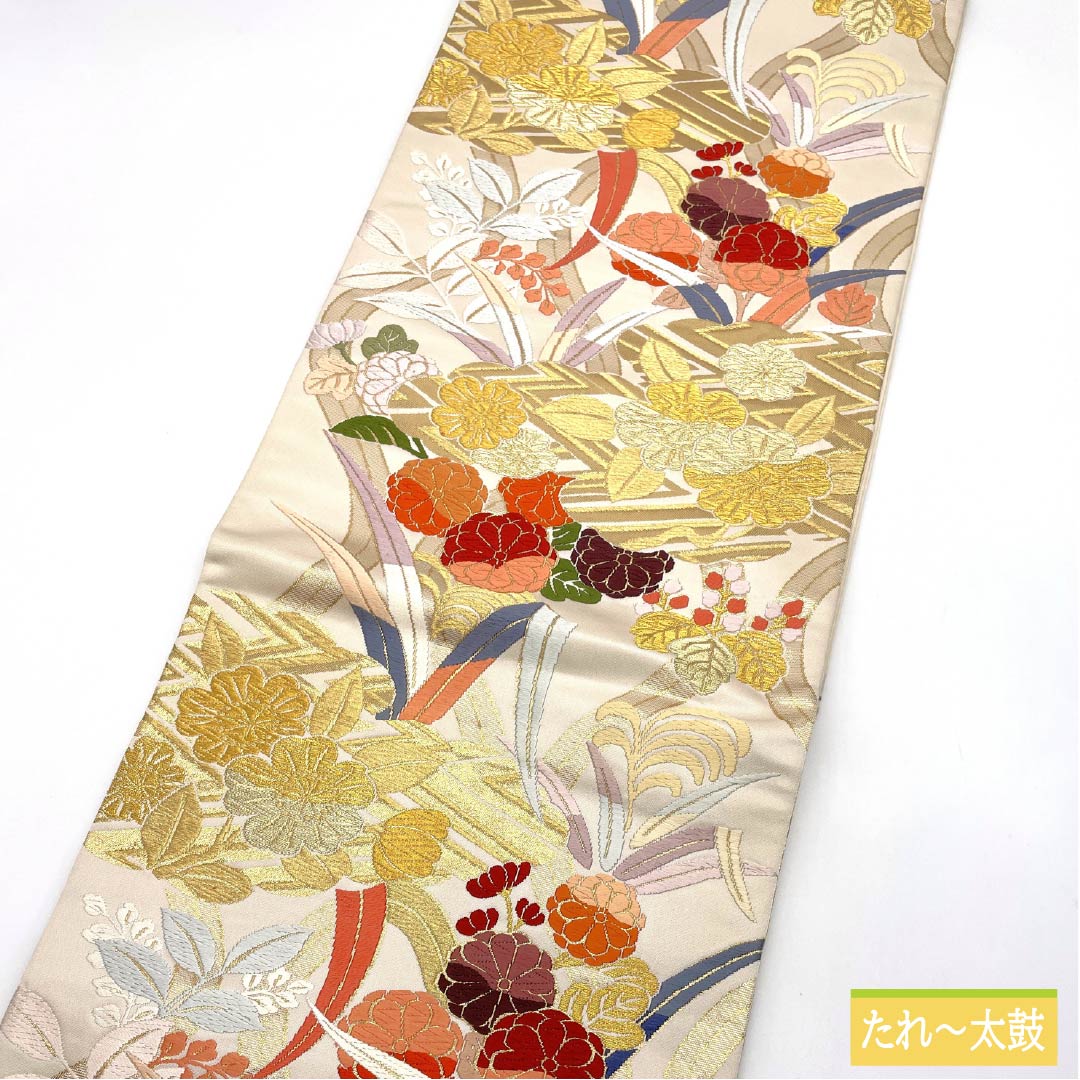 袋帯 正絹 Sランク 胡粉色（ごふんいろ） 唐織 留袖用 振袖用 古典柄 帯丈432cm 六通 フォーマル 白系 1123015642311