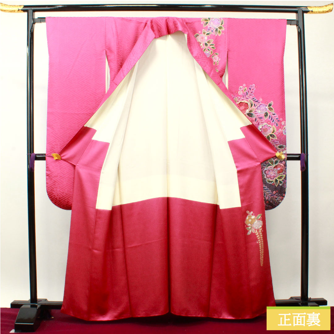 振袖 正絹 身丈163cm 裄丈63.5cm 袷  紅鶸色 辻ヶ花  Aランク 紫系 1113001883420