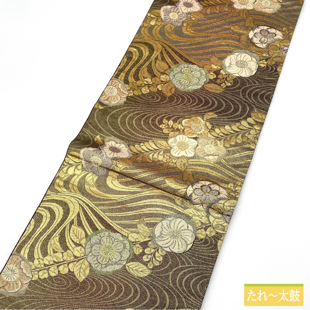 袋帯 正絹 留袖用 辻ヶ花 帯丈432cm Sランク ポイント柄 フォーマル 金系 1123013922321