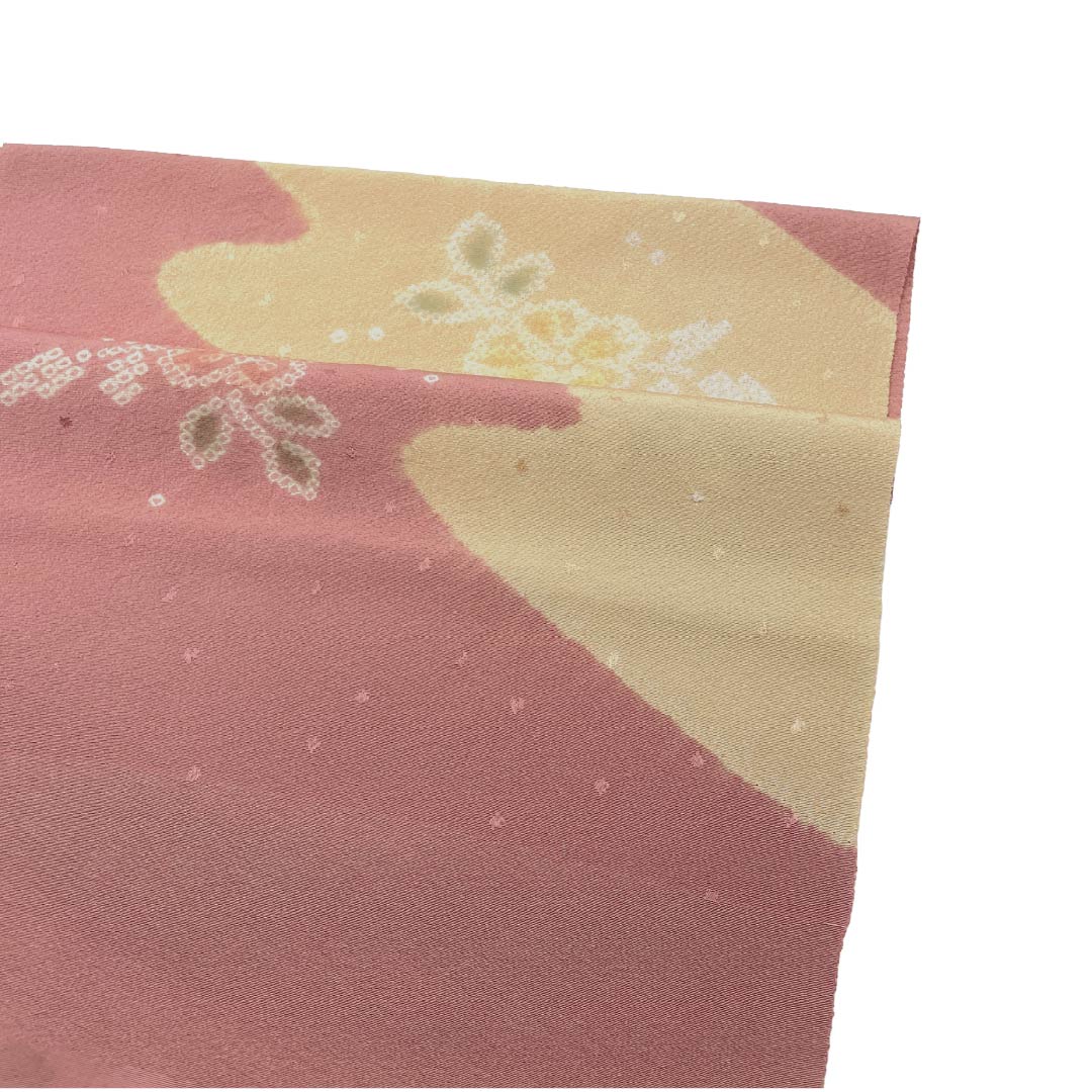 帯揚げ 正絹 Sランク カジュアル 長春色（ちょうしゅんいろ） 絞り 桜 古典柄 長さ約176cm 幅約30cm ピンク系 1136003442913