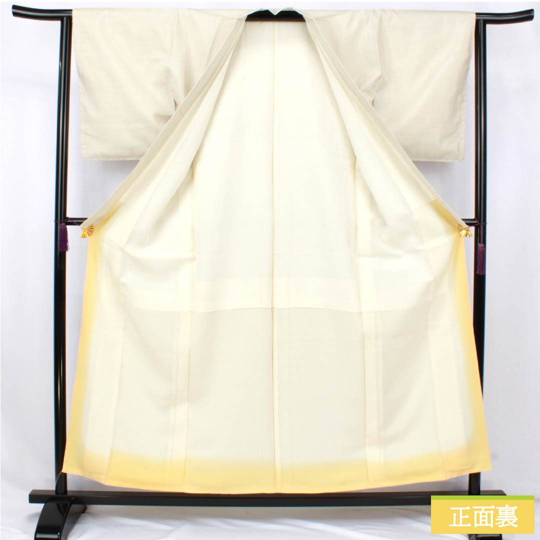 紬 正絹 Sランク 身丈157cm 裄丈63.5cm 生成り色（きなりいろ） 白大島 蚊絣 しつけ糸付き 袷 白系 1116004362311