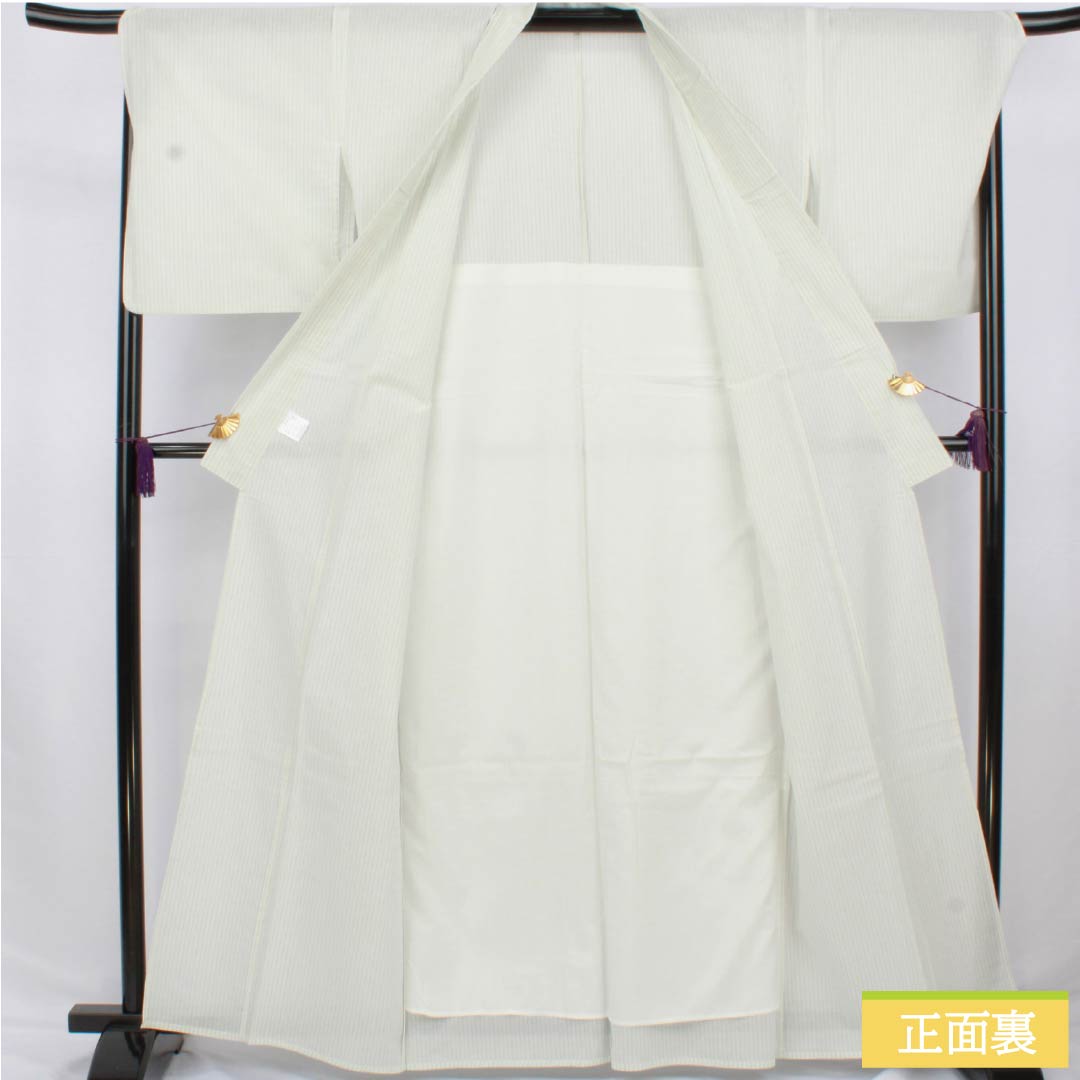 Cotton Yukata, Length 162cm, Sleeve Length 70cm, A Rank, Single Layer, White, Unohanairo (Unohana Flower) Stripes, 1118006683411