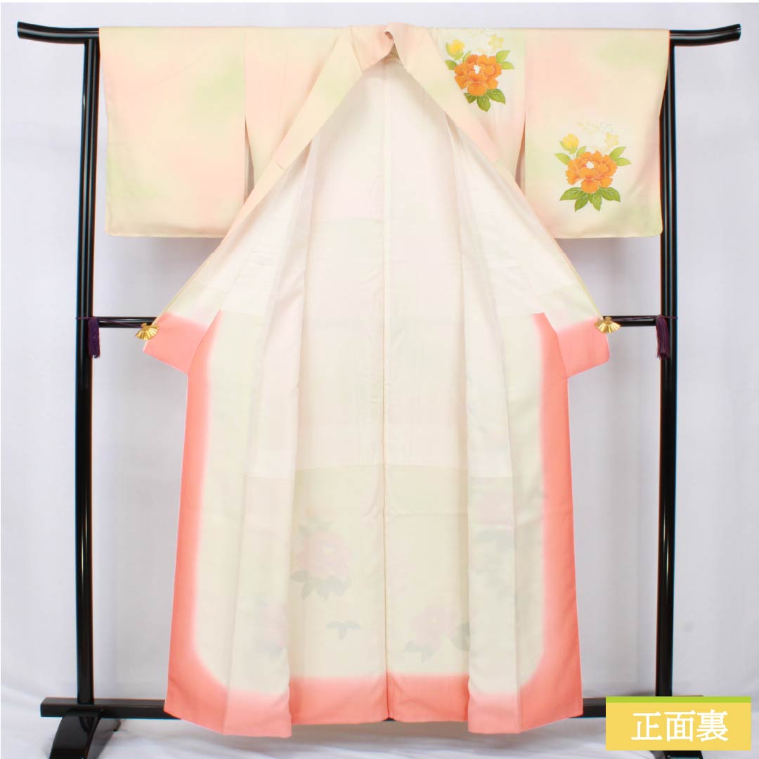 Visiting Kimono, Pure Silk, Rank B, Lined, Length 156.5cm, Sleeve Length 64cm, Kyoto Yuzen, Auspicious Pattern, Gradient, Product Number 1112006544399